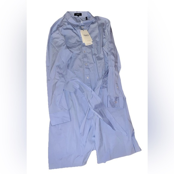 Theory Womens Cotton Long Sleeve Button Up Tie Waist Romper - Picture 3 of 3